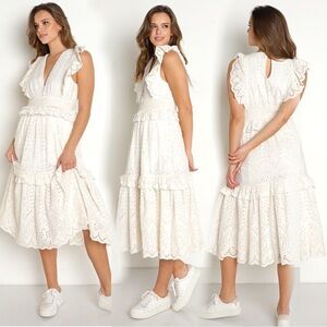 CLEOBELLA Cherie Midi Dress Ivory Large